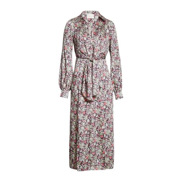 Cinq a Sept Long Sleeve Floral Midi Dress NWT - Picture 12 of 12